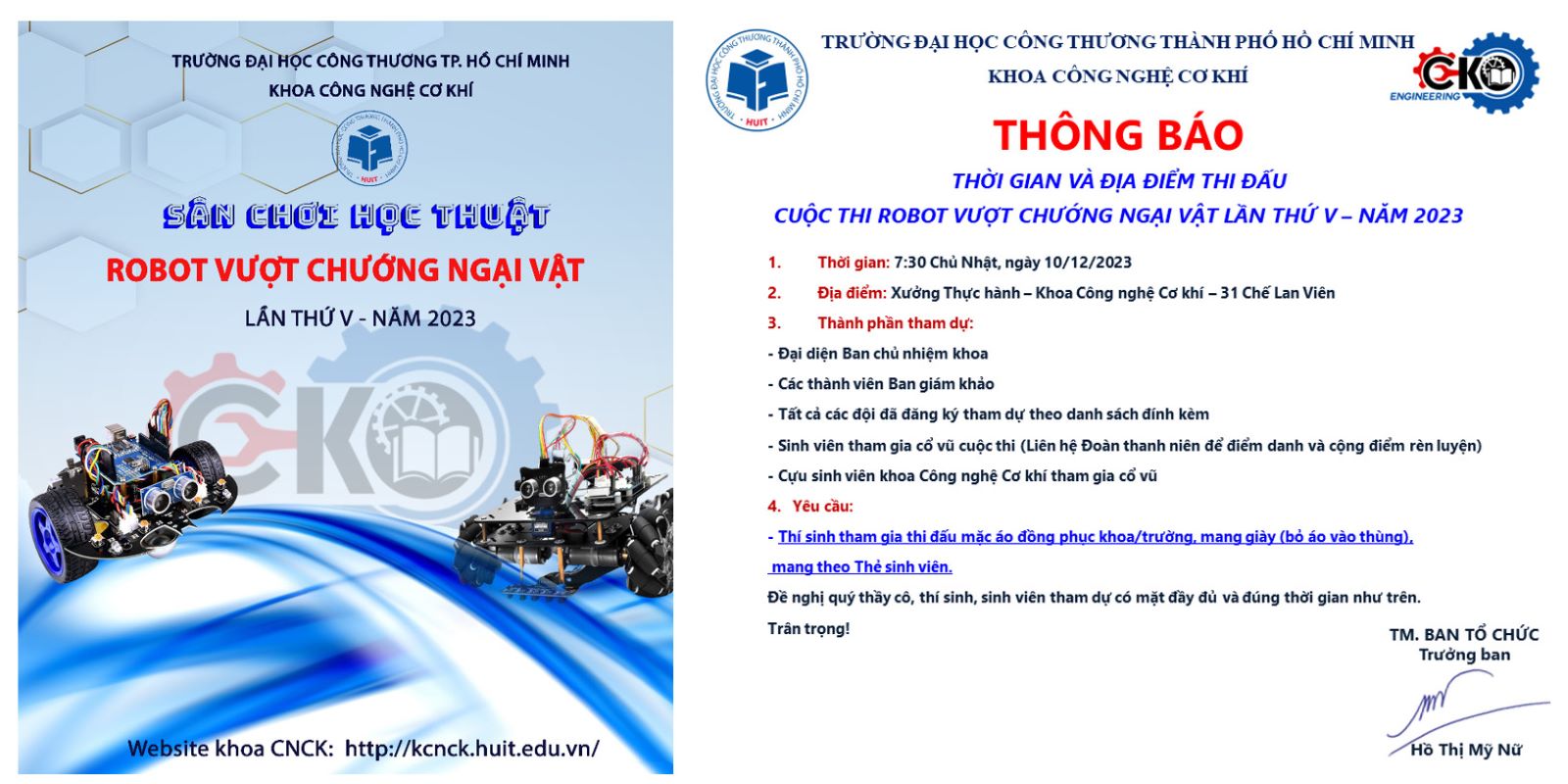 Thông báo cuộc thi vượt chướng ngại vật